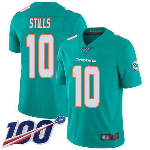 Nike Miami Dolphins #10 Kenny Stills Aqua Green Team Color Men Stitched NFL 100th Season Vapor Limited Jersey